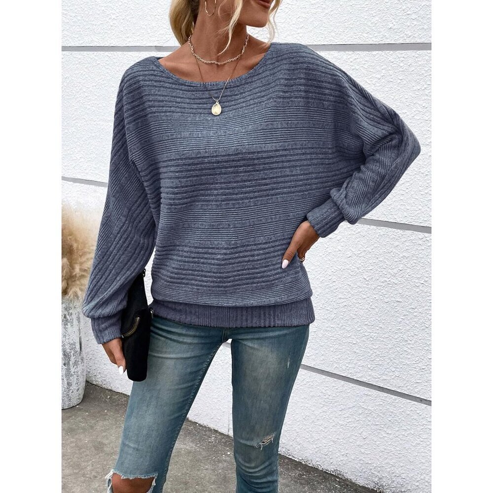 Womens Long Sleeve Polyester Elastaan Tunic Top Flattering Crew Neck Casual - Picture 4 of 6